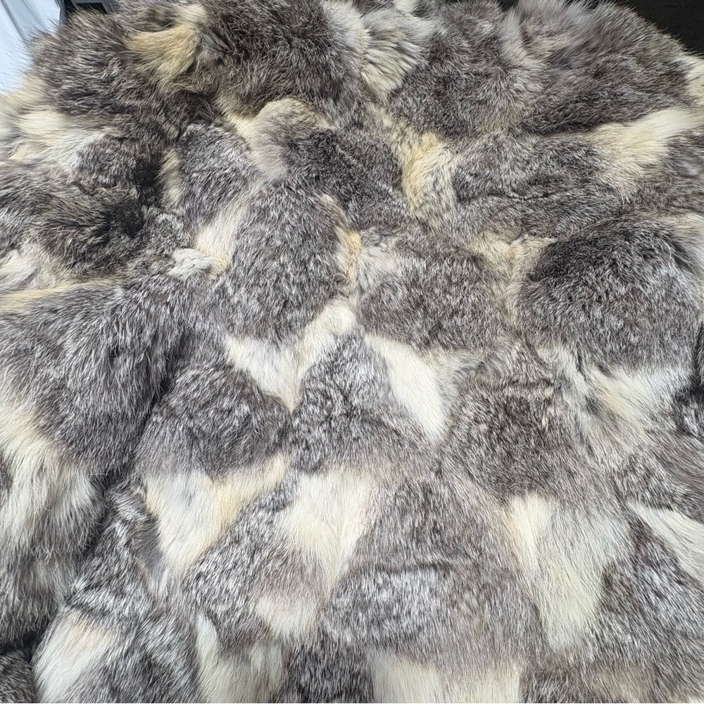 Vintage 70s Golden Swallow 70s White Rabbit Fur Coat Elegant Collar S/M - Picture 13 of 17